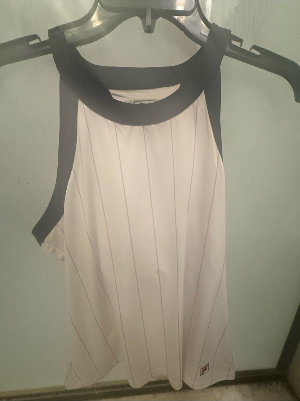 FILA Women’s White Navy Pinstripe Racerback Tennis Tank Top Size Medium
